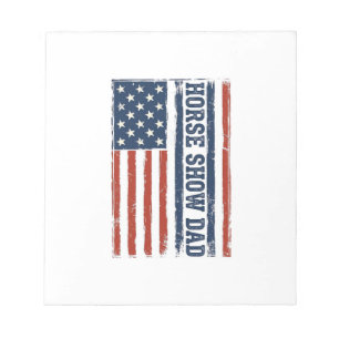 Paardenshow Vader Amerikaanse Vlag Vintage T-shirt Notitieblok
