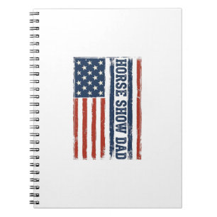 Paardenshow Vader Amerikaanse Vlag Vintage T-shirt Notitieboek