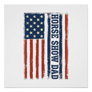 Paardenshow Vader Amerikaanse Vlag Vintage T-shirt Perfect Poster