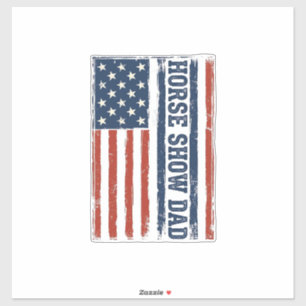 Paardenshow Vader Amerikaanse Vlag Vintage T-shirt Sticker