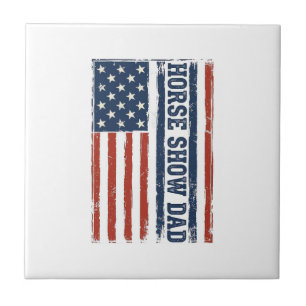 Paardenshow Vader Amerikaanse Vlag Vintage T-shirt Tegeltje