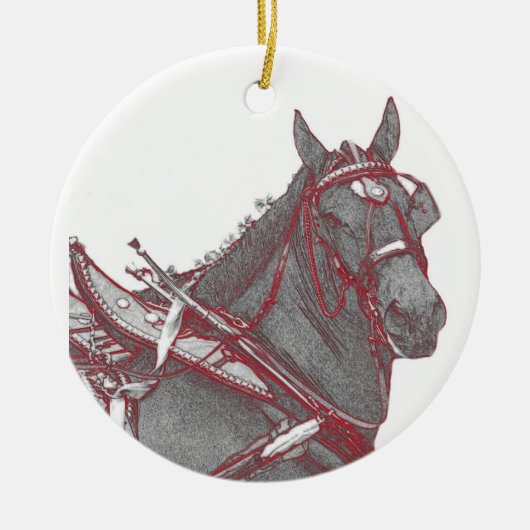 Paardensierplanten van Percheron Keramisch Ornament (Voorkant)