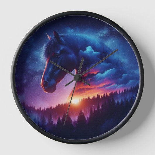 Paardensilhouet in een zonsondergang boslandschap (Voorkant)