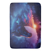 Paardensilhouet in een zonsondergang boslandschap badmat (Voorkant Verticaal)