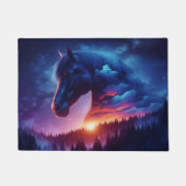 Paardensilhouet in een zonsondergang boslandschap deurmat (Voorkant)