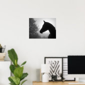 Paardensilhouet in zwart-wit poster (Thuiskantoor)