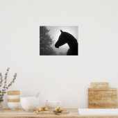 Paardensilhouet in zwart-wit poster (Keuken)