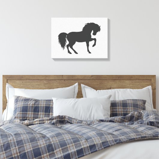 Paardensilhouet lopen - Kies achtergrondkleur Canvas Afdruk (Insitu (Slaapkamer))