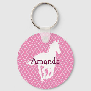 PaardenSilhouette Diamond Pattern - Aangepast Sleutelhanger