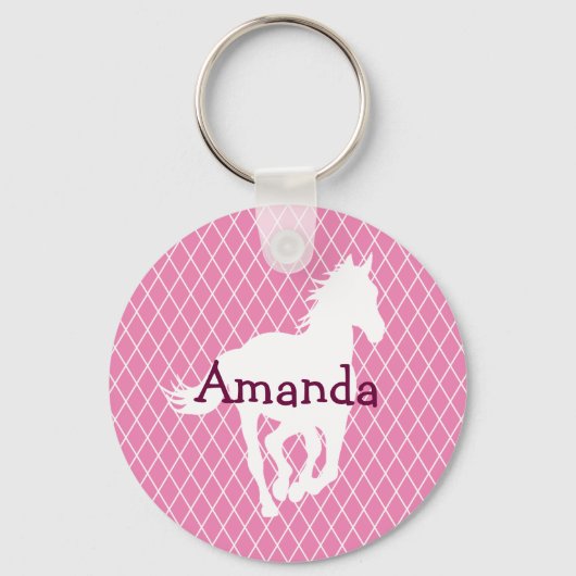 PaardenSilhouette Diamond Pattern - Aangepast Sleutelhanger (Voorkant)