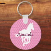 PaardenSilhouette Diamond Pattern - Aangepast Sleutelhanger (Voorkant)