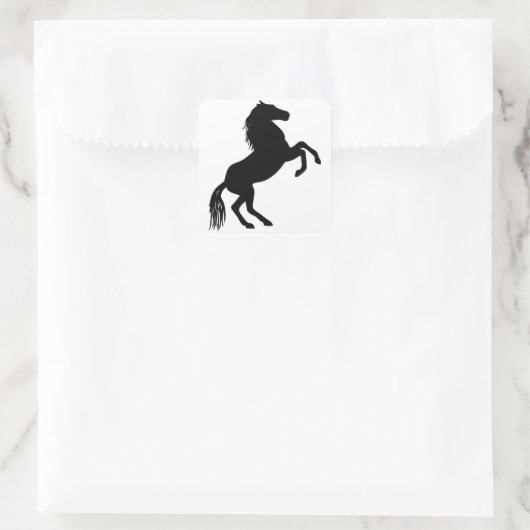 PaardenSilhouette Vierkante Sticker (Tas)