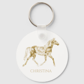 PaardenSleutelhanger - Aangepaste gouden bloemen Sleutelhanger