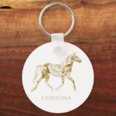 PaardenSleutelhanger - Aangepaste gouden bloemen Sleutelhanger (Voorkant)