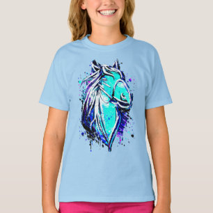 Paardensport - Blue Horse Drawing - Horseback - ri T-shirt