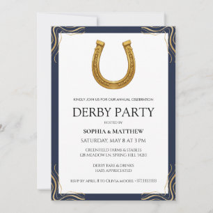 Paardensport Derby Feest Moderne Renpaard Uitnodig Kaart