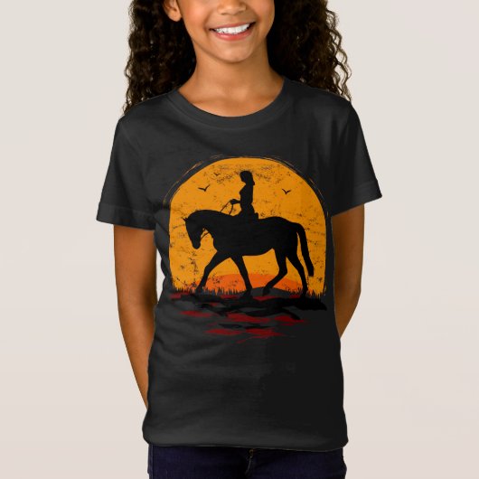 Paardensport - Horse Sunset - Paardrijden met T-Sh T-shirt (Voorkant)