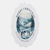 Paardensport Kerstpaarden Festieve Winterwoud Ornament Kaart (Rechts)