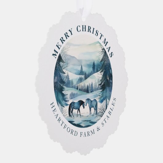 Paardensport Kerstpaarden Festieve Winterwoud Ornament Kaart (Rechts)