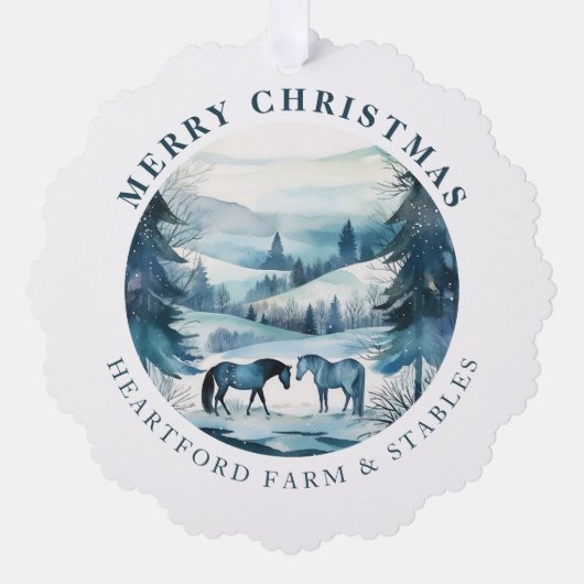 Paardensport Kerstpaarden Festieve Winterwoud Ornament Kaart (Voorkant)