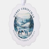 Paardensport Kerstpaarden Festieve Winterwoud Ornament Kaart (Links)