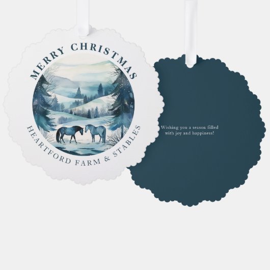 Paardensport Kerstpaarden Festieve Winterwoud Ornament Kaart (Voorkant / Achterkant)