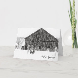 Paardensport met kerstmonochrome feestdag feestdagen kaart