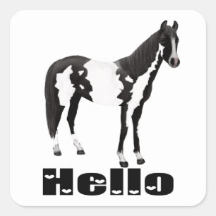Paardensport Mist je Denk aan jou Hallo Paard Vierkante Sticker
