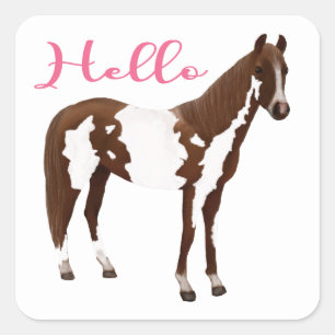 Paardensport Mist je Denk aan jou Hallo Paard Vierkante Sticker