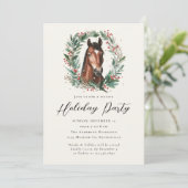 Paardensport Paard Kerstkrans Holiday Party Kaart (Staand voorkant)
