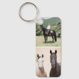 Paardensport Paarden 2 Foto Collage Aangepaste Tek Sleutelhanger