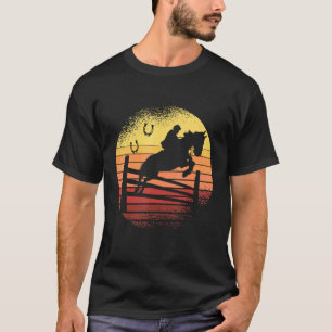 Paardensport Paardenshow Springen Retro Zonsonderg T-shirt