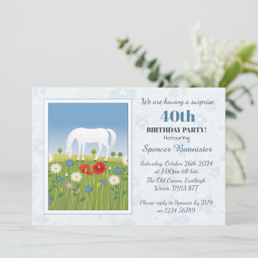 Paardensport Verrassing 40e Verjaardagsfeest Kaart (Staand voorkant)