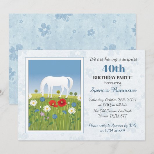 Paardensport Verrassing 40e Verjaardagsfeest Kaart (Voorkant / Achterkant)