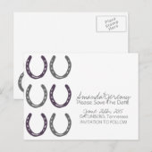 Paardensportbeoefening met Hoefijzer bewaren de da Aankondigingskaart (Voorkant / Achterkant)