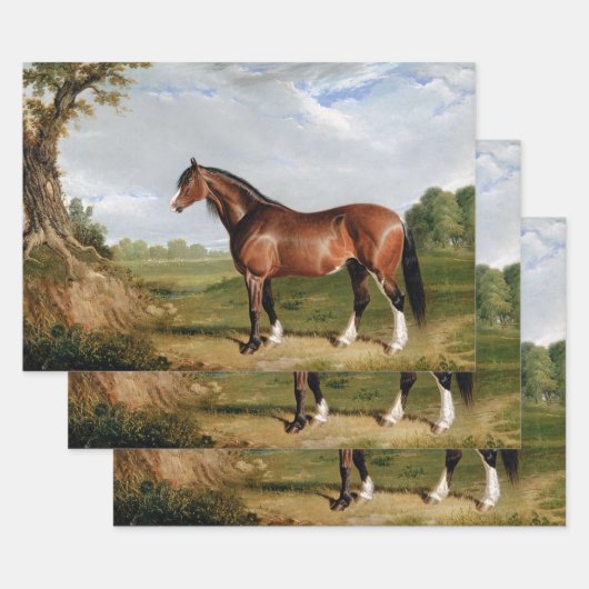 Paardensportolie Schilderen van  Antiek Inpakpapier Vel (Set)