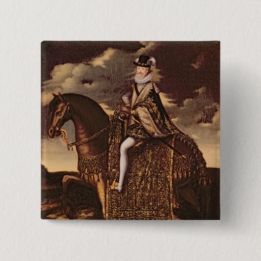 Paardensportportret van Henri IV Vierkante Button 5,1 Cm (Voorkant)