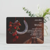 Paardensportthema Hanging Hoefijzer Wedding Kaart (Staand voorkant)