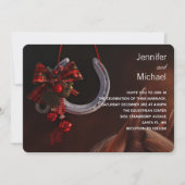 Paardensportthema Hanging Hoefijzer Wedding Kaart (Voorkant)