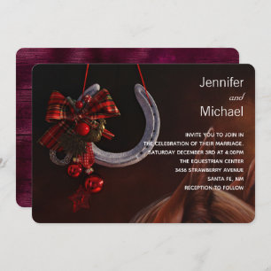 Paardensportthema Hanging Hoefijzer Wedding Kaart