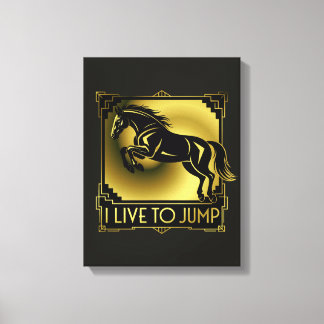 Paardensprong I Leef om te Springen Art Deco Canvas Afdruk