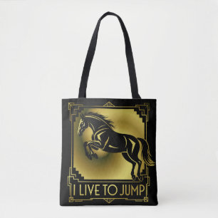 Paardensprong Ik leef om Art Deco te springen Tote Bag