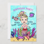 Paardenstaart Zeemeermin Onder Zee Verjaardagsfees Kaart (Voorkant)