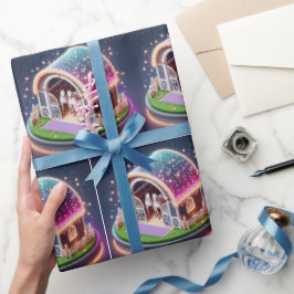 Paardenstal ingericht voor Kerstmis en paarden Cadeaupapier