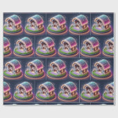 Paardenstal ingericht voor Kerstmis en paarden Cadeaupapier (Vlak)