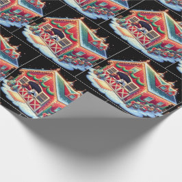 Paardenstal ingericht voor Kerstmis en paarden Cadeaupapier