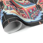 Paardenstal ingericht voor Kerstmis en paarden Cadeaupapier (Rol Hoek)