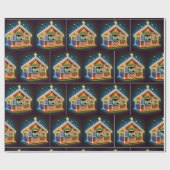 Paardenstal ingericht voor Kerstmis en paarden Cadeaupapier (Vlak)