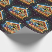 Paardenstal ingericht voor Kerstmis en paarden Cadeaupapier (Hoek)