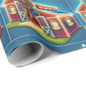 Paardenstal ingericht voor Kerstmis en paarden Cadeaupapier (Rol Hoek)